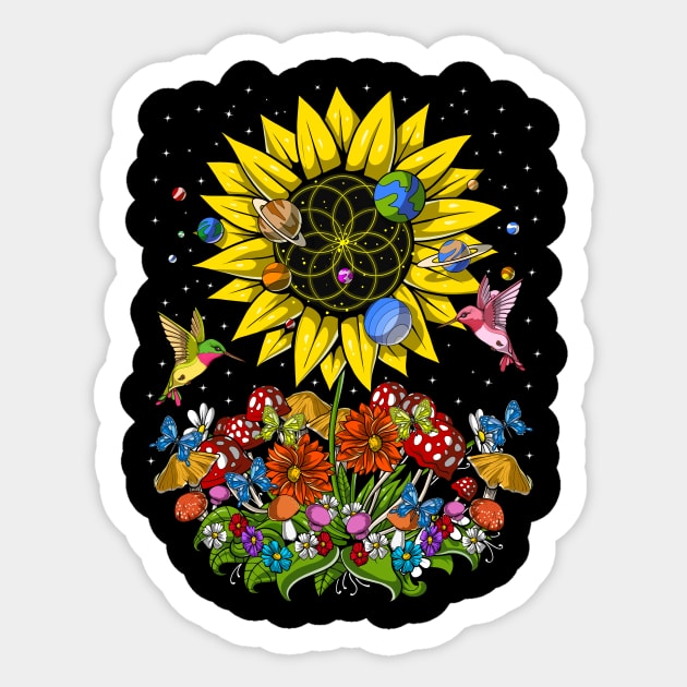 Psychedelic Sunflower Sticker by underheaven